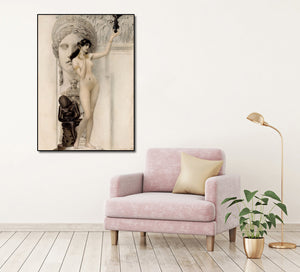 Pine Stretched  Framed 1 Panel - Allegory of Sculpture by Gustav Klimt