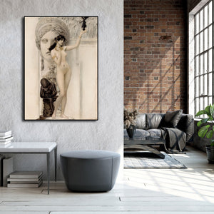 Pine Stretched  Framed 1 Panel - Allegory of Sculpture by Gustav Klimt