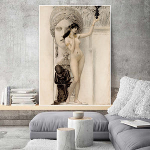Pine Stretched  Framed 1 Panel - Allegory of Sculpture by Gustav Klimt