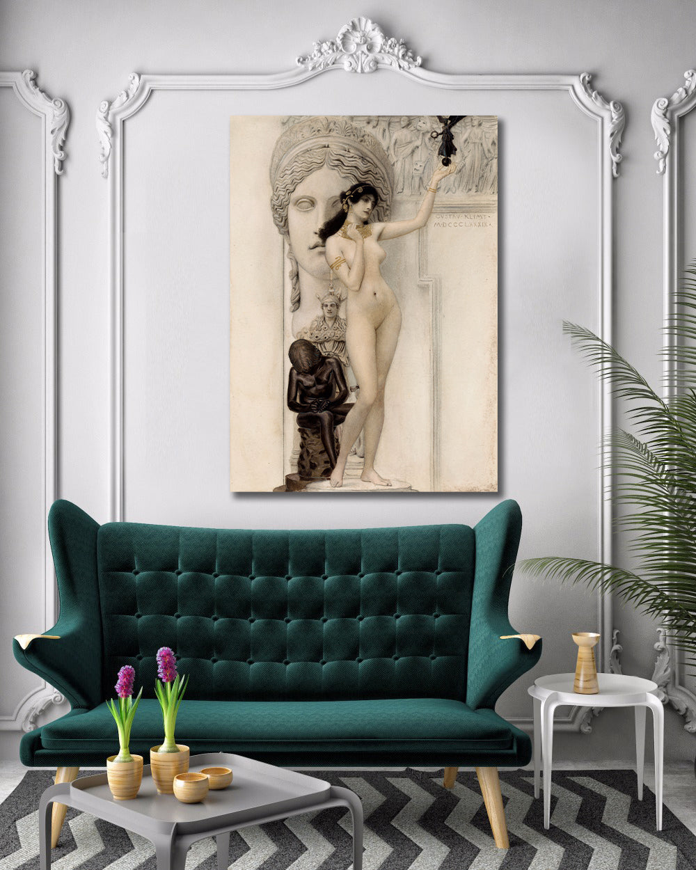 Pine Stretched  Framed 1 Panel - Allegory of Sculpture by Gustav Klimt
