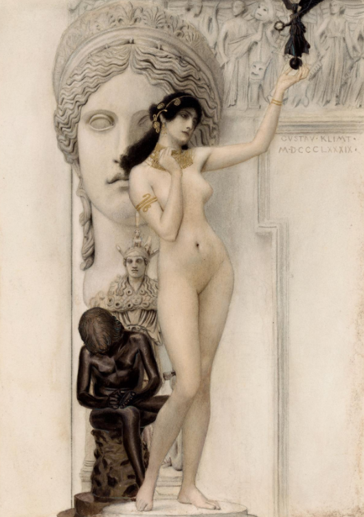 Pine Stretched  Framed 1 Panel - Allegory of Sculpture by Gustav Klimt