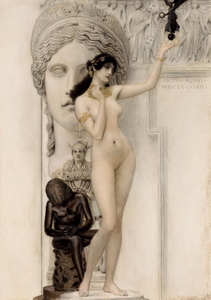 Pine Stretched  Framed 1 Panel - Allegory of Sculpture by Gustav Klimt