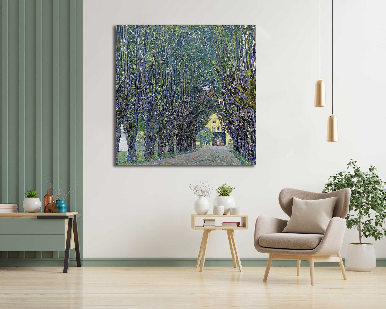 Pine Stretched  Framed 1 Panel - Allee at Schloss Kammer by Gustav Klimt