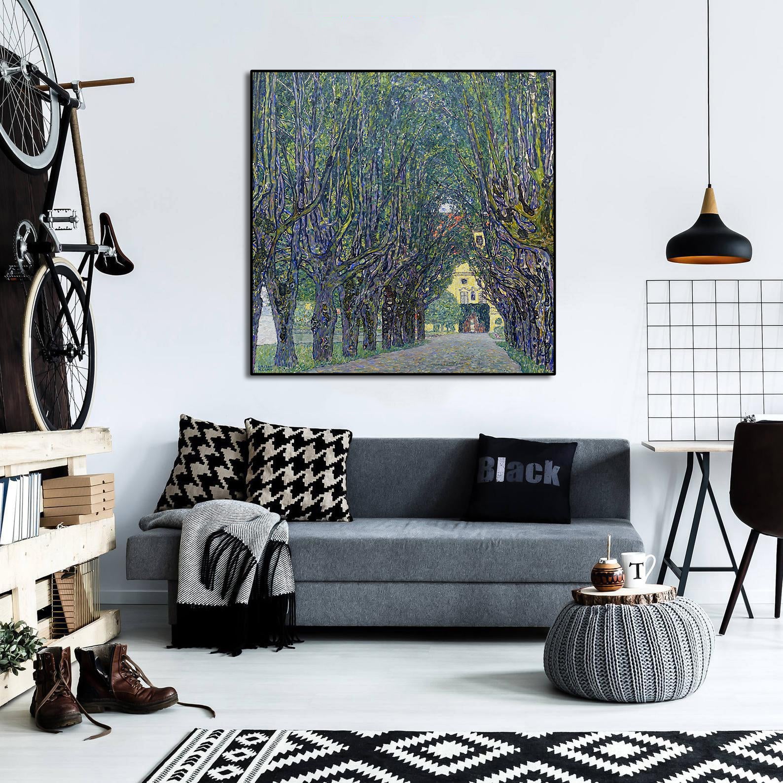 Pine Stretched  Framed 1 Panel - Allee at Schloss Kammer by Gustav Klimt