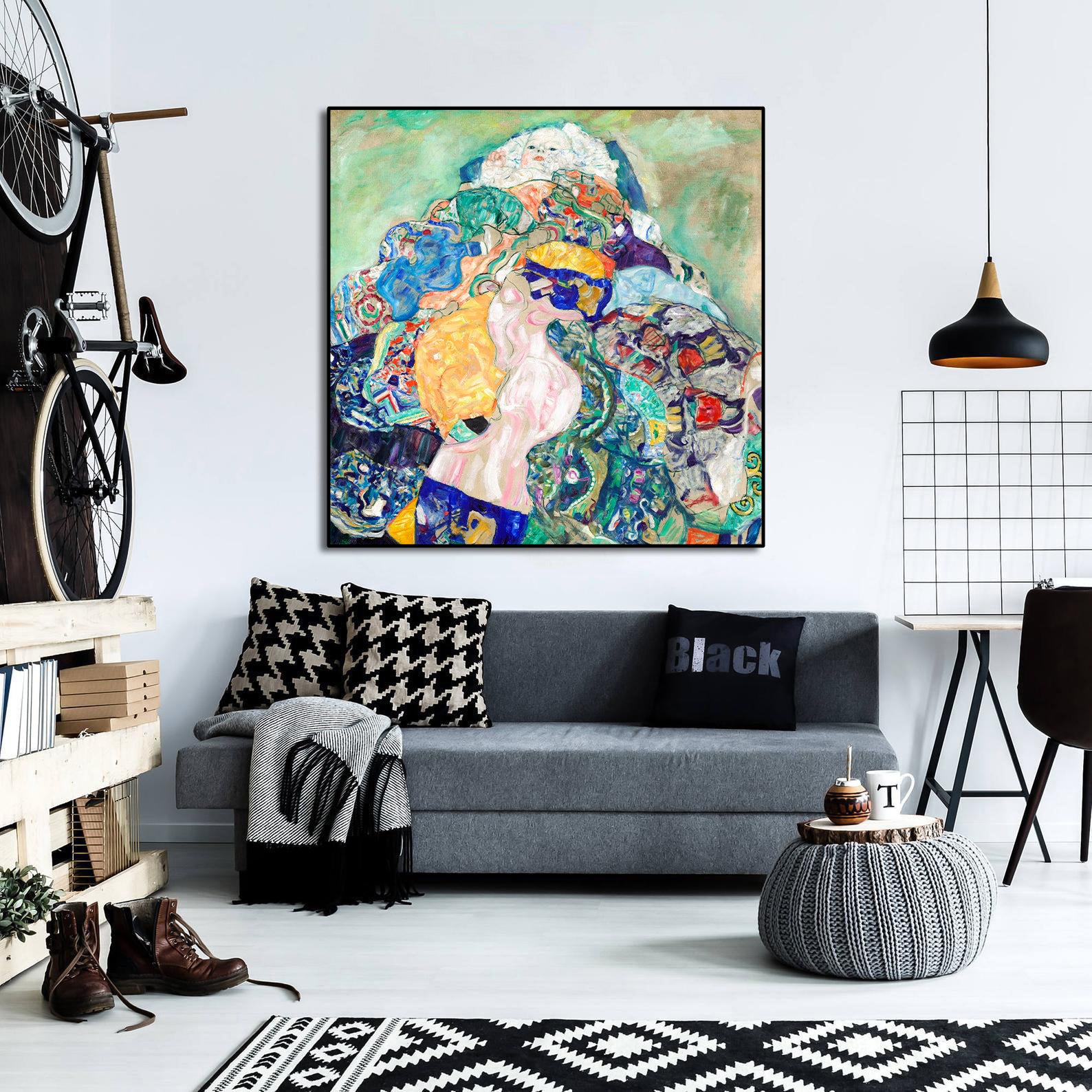 Pine Stretched  Framed 1 Panel - Baby (Cradle) by Gustav Klimt