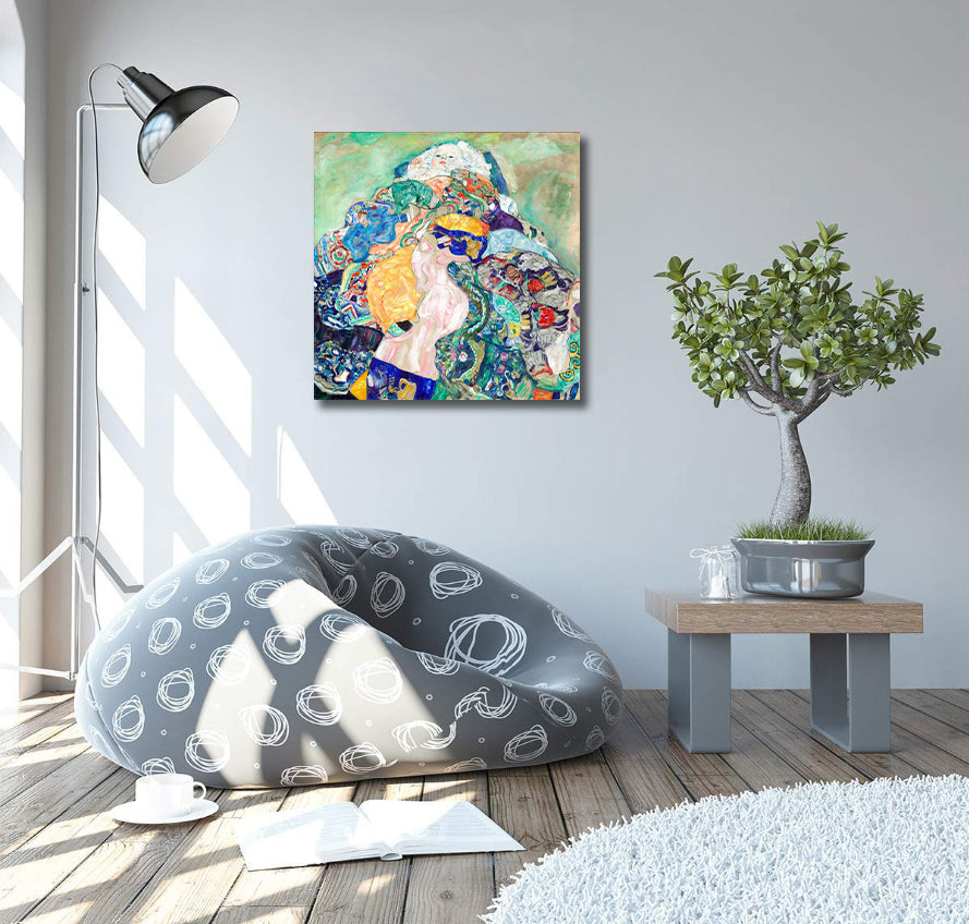 Pine Stretched  Framed 1 Panel - Baby (Cradle) by Gustav Klimt