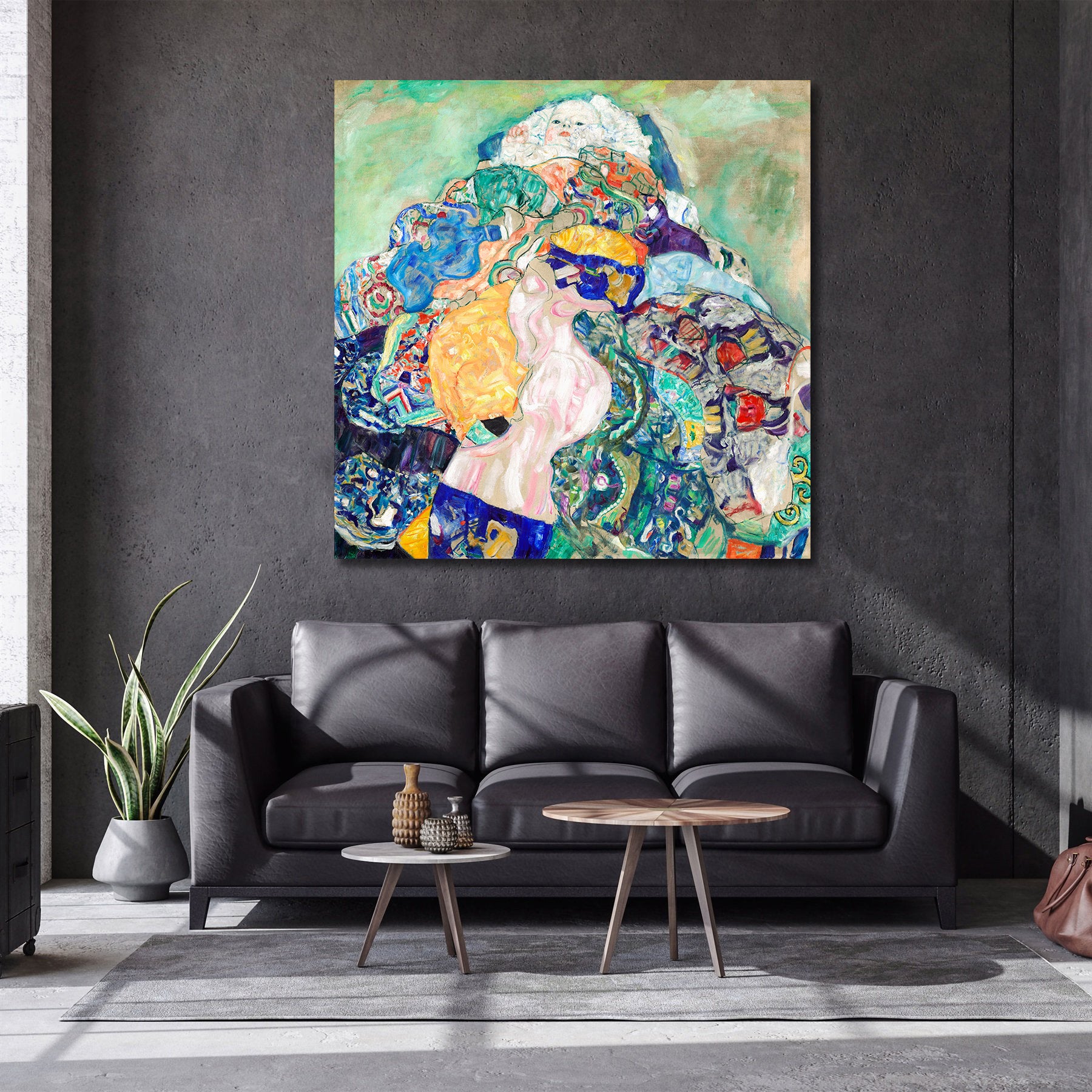 Pine Stretched  Framed 1 Panel - Baby (Cradle) by Gustav Klimt