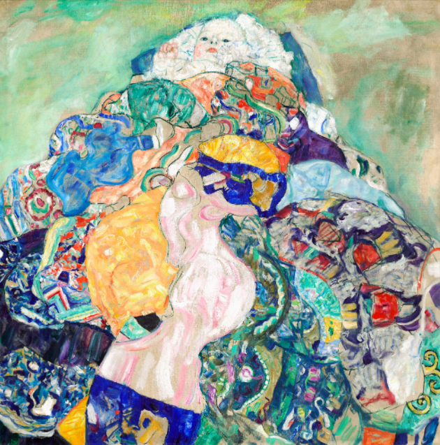 Pine Stretched  Framed 1 Panel - Baby (Cradle) by Gustav Klimt