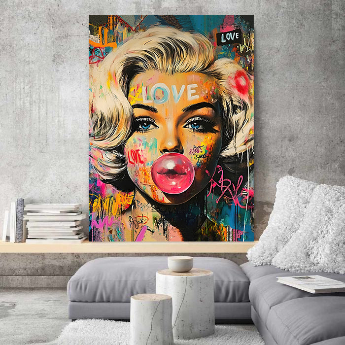 Modern Pop Art Canvas Wall Art Print Poster | Home Decor | Stretched 1 Panel - Marilyn Monroe