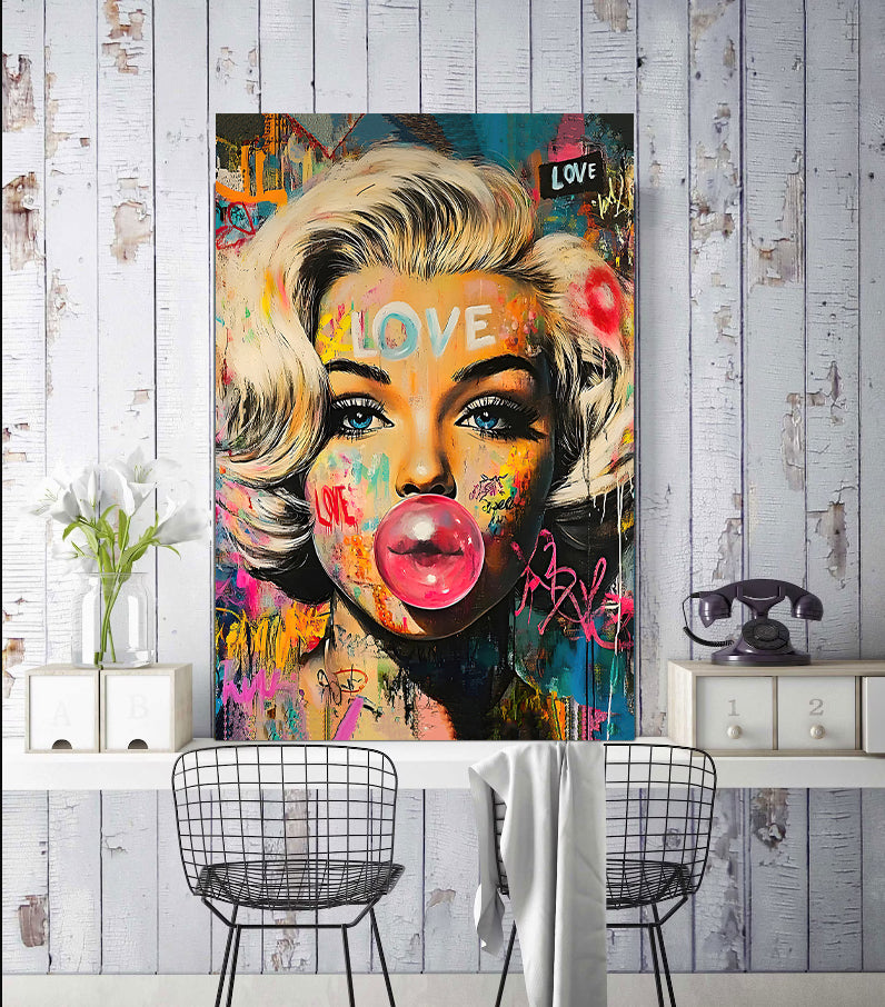 Modern Pop Art Canvas Wall Art Print Poster | Home Decor | Stretched 1 Panel - Marilyn Monroe
