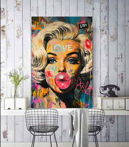 Modern Pop Art Canvas Wall Art Print Poster | Home Decor | Stretched 1 Panel - Marilyn Monroe