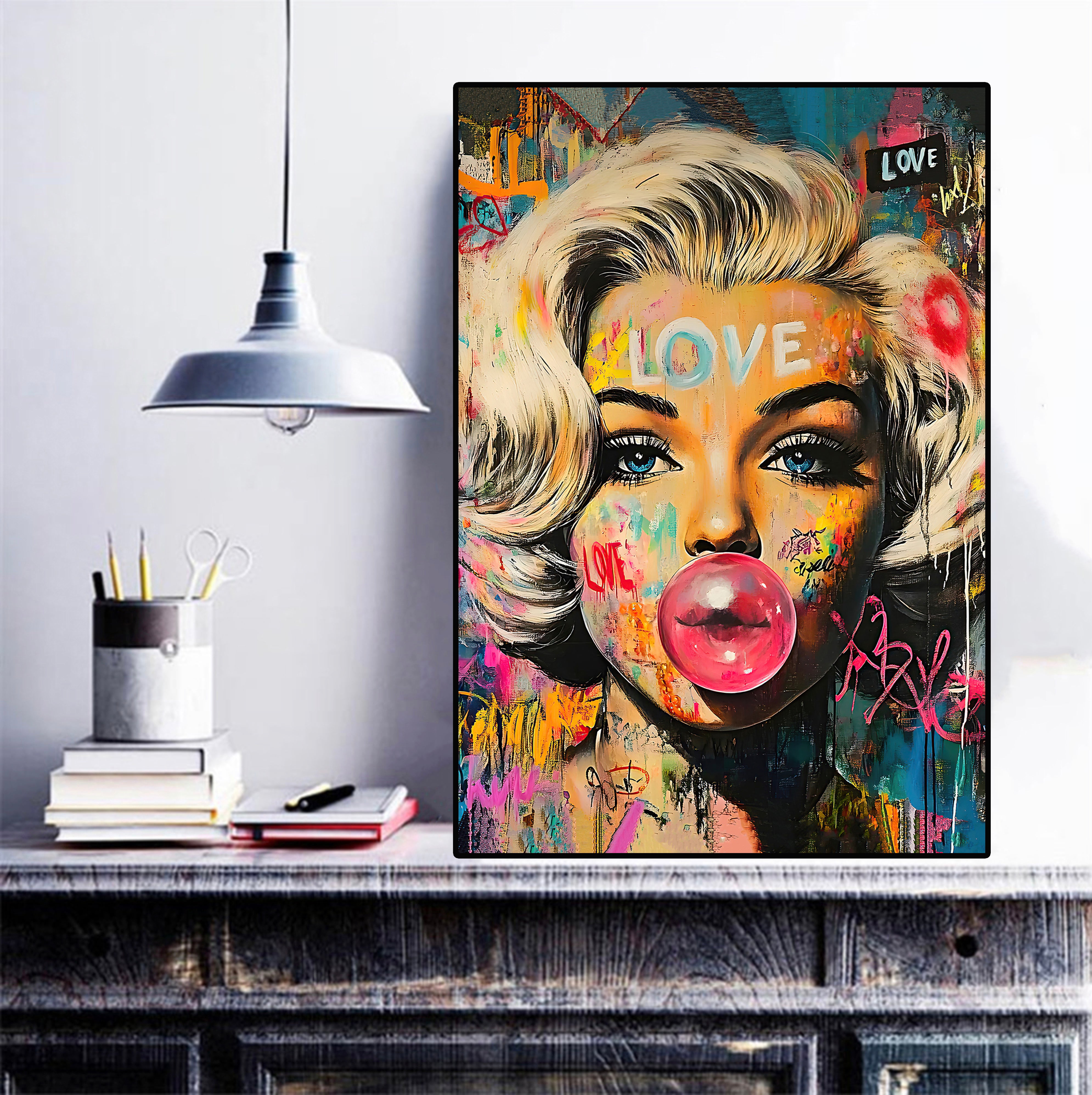 Modern Pop Art Canvas Wall Art Print Poster | Home Decor | Stretched 1 Panel - Marilyn Monroe