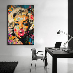 Modern Pop Art Canvas Wall Art Print Poster | Home Decor | Stretched 1 Panel - Marilyn Monroe