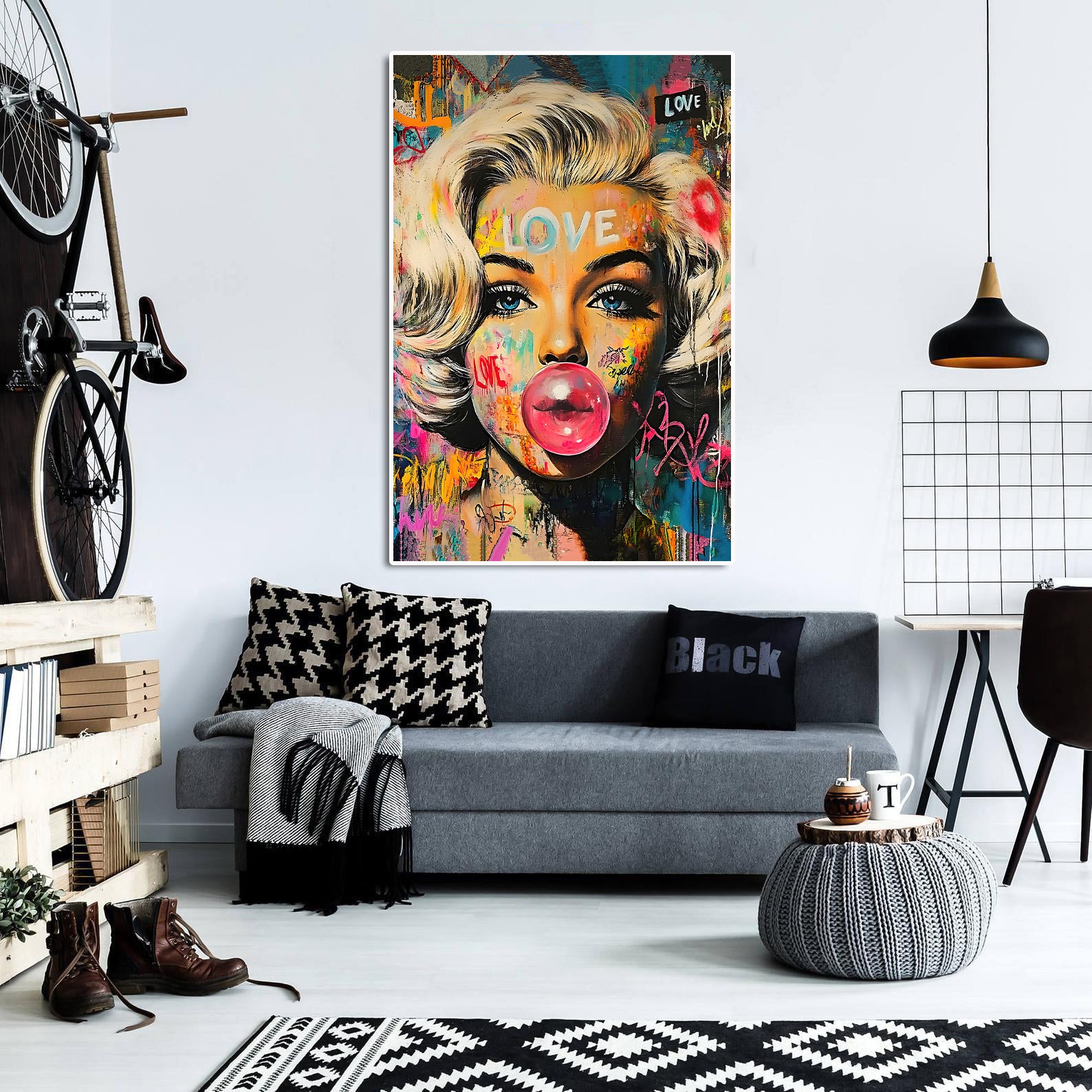 Modern Pop Art Canvas Wall Art Print Poster | Home Decor | Stretched 1 Panel - Marilyn Monroe