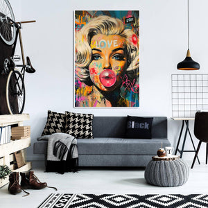 Modern Pop Art Canvas Wall Art Print Poster | Home Decor | Stretched 1 Panel - Marilyn Monroe