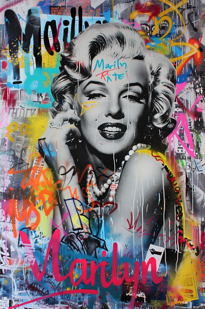 Modern Pop Art Canvas Wall Art Print Poster | Home Decor | Stretched 1 Panel - Marilyn Monroe