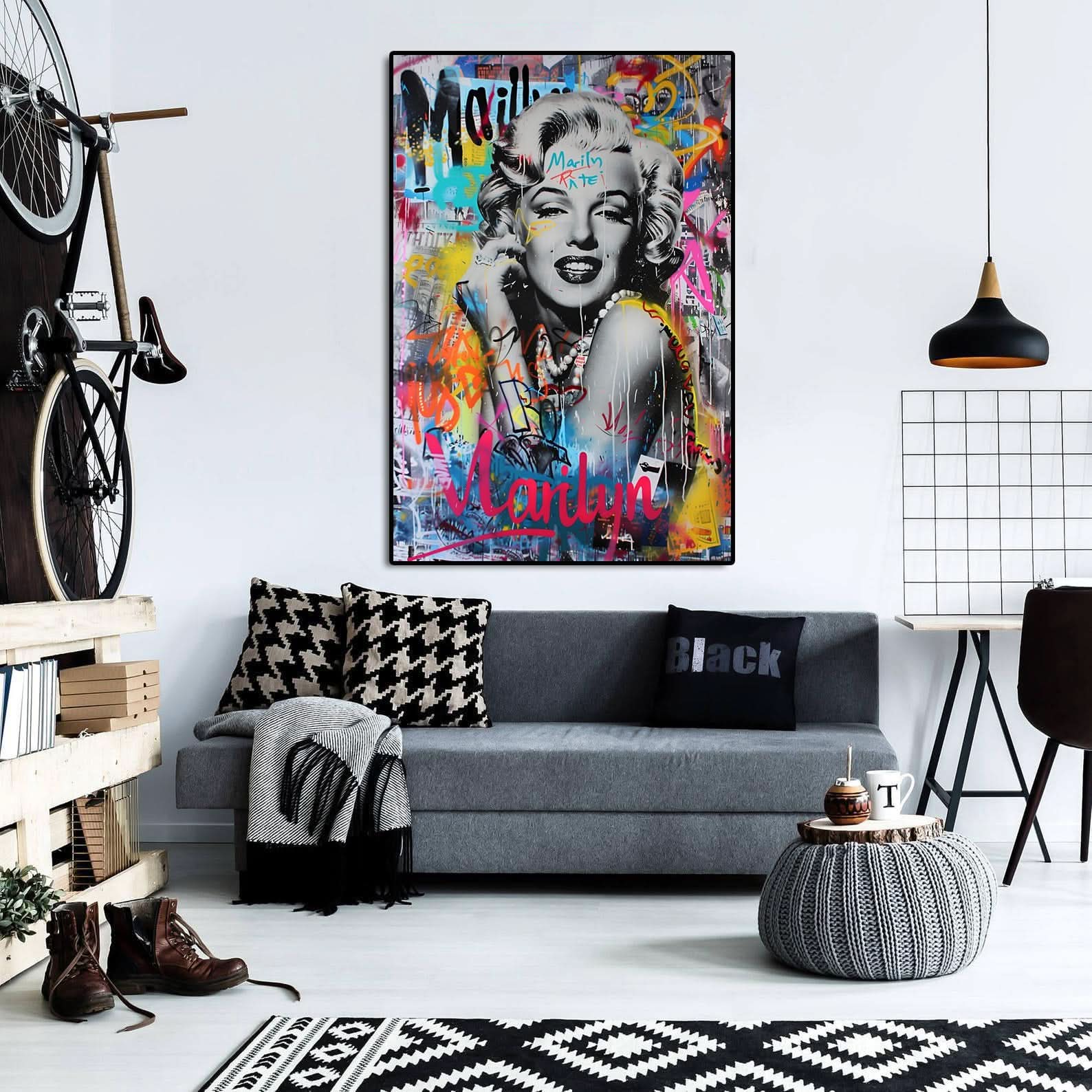 Modern Pop Art Canvas Wall Art Print Poster | Home Decor | Stretched 1 Panel - Marilyn Monroe