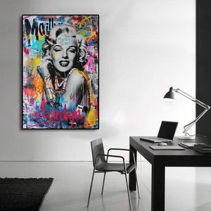 Modern Pop Art Canvas Wall Art Print Poster | Home Decor | Stretched 1 Panel - Marilyn Monroe