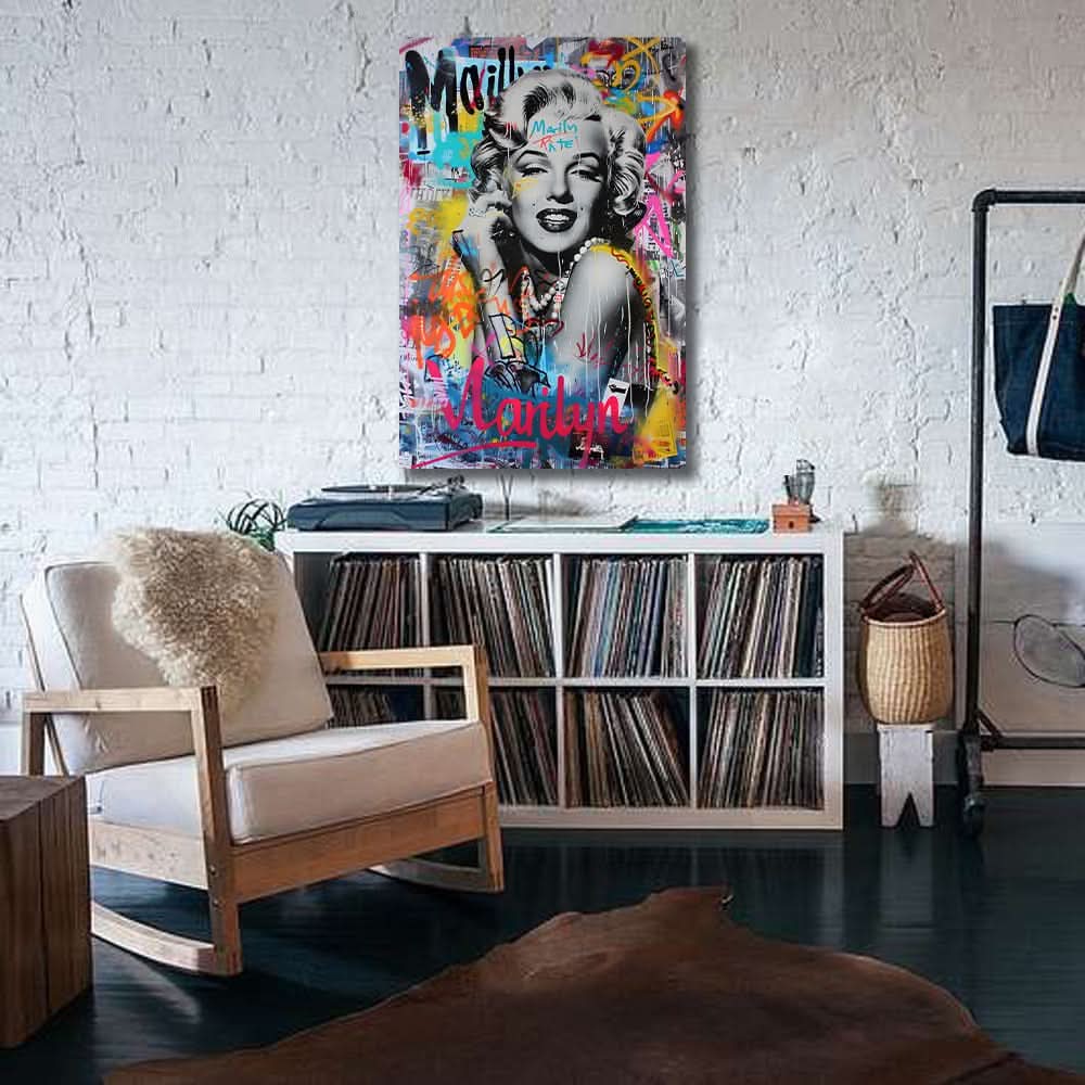 Modern Pop Art Canvas Wall Art Print Poster | Home Decor | Stretched 1 Panel - Marilyn Monroe