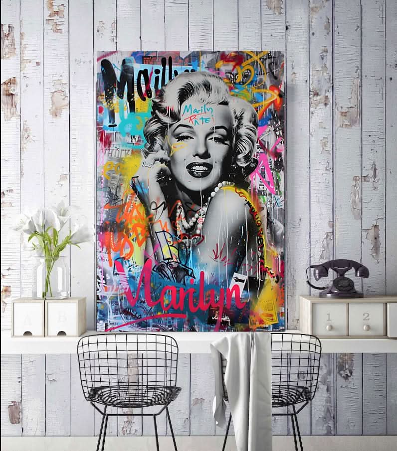 Modern Pop Art Canvas Wall Art Print Poster | Home Decor | Stretched 1 Panel - Marilyn Monroe