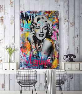 Modern Pop Art Canvas Wall Art Print Poster | Home Decor | Stretched 1 Panel - Marilyn Monroe