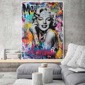 Modern Pop Art Canvas Wall Art Print Poster | Home Decor | Stretched 1 Panel - Marilyn Monroe