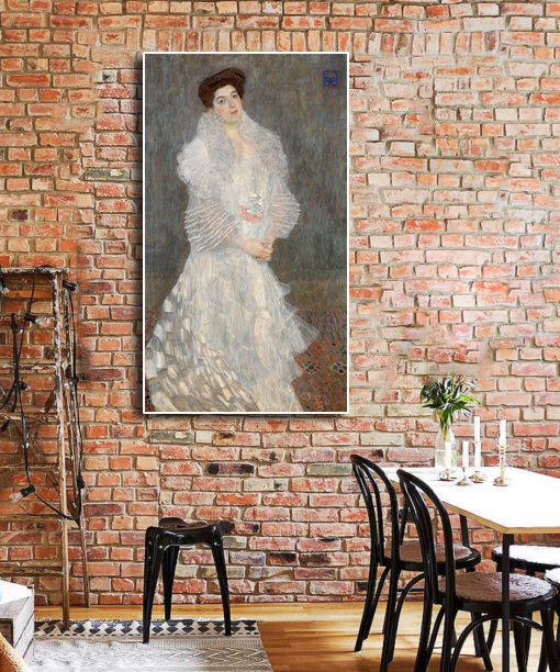Canvas Wall Art, Classic Fine Art Stretched 1 Panel - Portrait of Hermine Gallia by Gustav Klimt