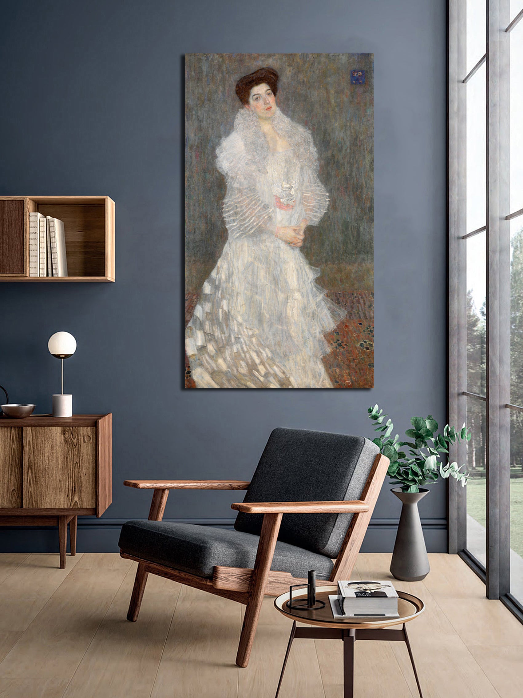Canvas Wall Art, Classic Fine Art Stretched 1 Panel - Portrait of Hermine Gallia by Gustav Klimt