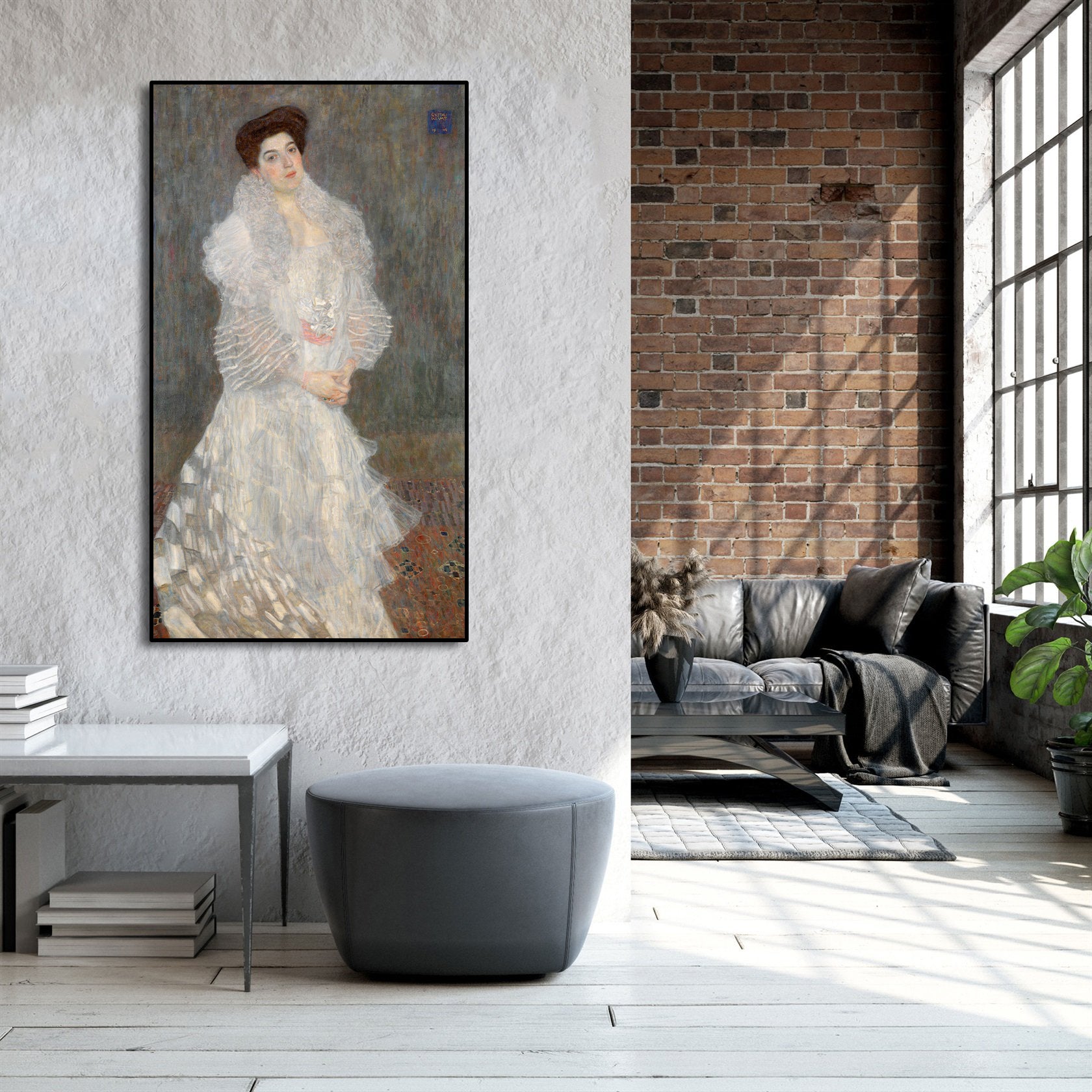 Canvas Wall Art, Classic Fine Art Stretched 1 Panel - Portrait of Hermine Gallia by Gustav Klimt