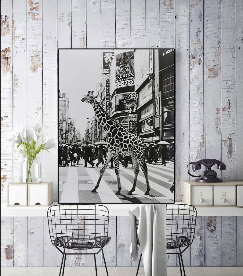 Modern Animal Canvas Wall Art Print Poster | Home Decor | Stretched 1 Panel - City Sightseeing