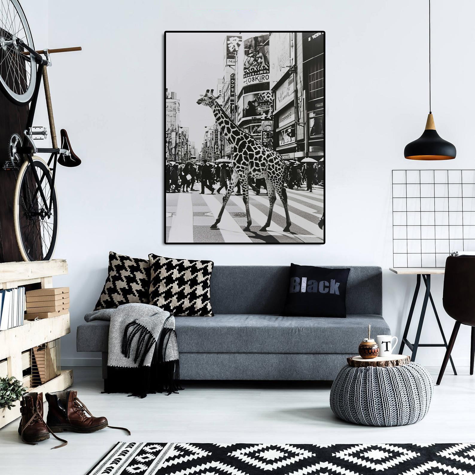 Modern Animal Canvas Wall Art Print Poster | Home Decor | Stretched 1 Panel - City Sightseeing