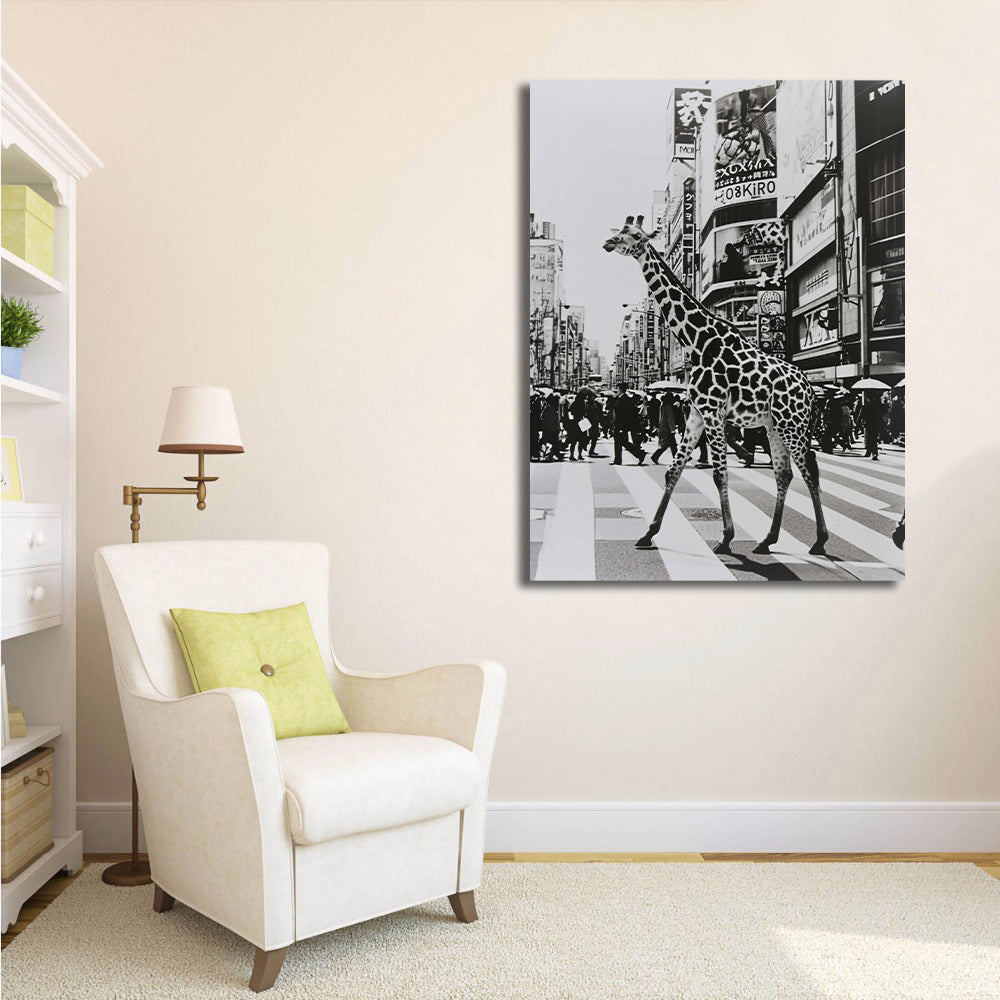 Modern Animal Canvas Wall Art Print Poster | Home Decor | Stretched 1 Panel - City Sightseeing