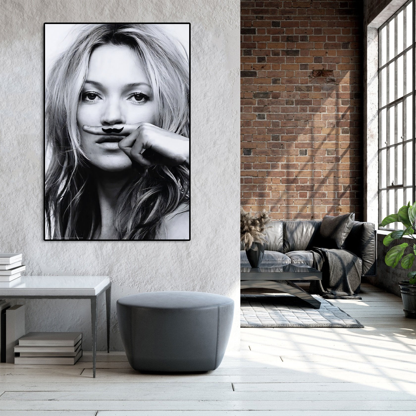 Modern Celebrity Canvas Wall Art Print Poster | Home Decor | Stretched 1 Panel - Kate Moss