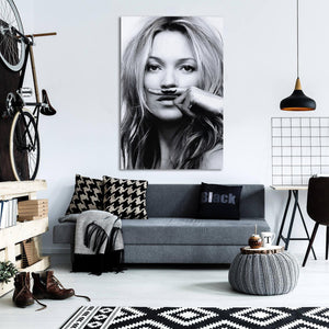 Modern Celebrity Canvas Wall Art Print Poster | Home Decor | Stretched 1 Panel - Kate Moss