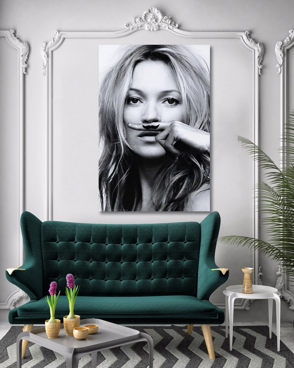 Modern Celebrity Canvas Wall Art Print Poster | Home Decor | Stretched 1 Panel - Kate Moss