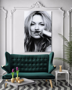 Modern Celebrity Canvas Wall Art Print Poster | Home Decor | Stretched 1 Panel - Kate Moss