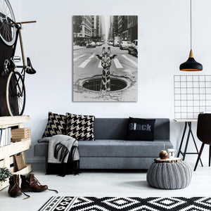 Modern Black and White Animal Modern Canvas Wall Art Print Poster | Home Decor | Stretched 1 Panel - City Sightseeing