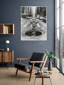 Modern Black and White Animal Modern Canvas Wall Art Print Poster | Home Decor | Stretched 1 Panel - City Sightseeing