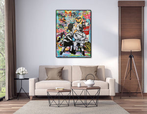Modern Pop Art Canvas Wall Art Print Poster | Home Decor | Stretched 1 Panel - Love is the answer