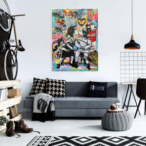 Modern Pop Art Canvas Wall Art Print Poster | Home Decor | Stretched 1 Panel - Love is the answer