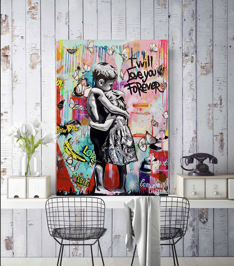 Modern Pop Art Canvas Wall Art Print Poster | Home Decor | Stretched 1 Panel - I will love you forever
