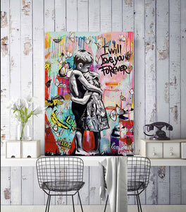 Modern Pop Art Canvas Wall Art Print Poster | Home Decor | Stretched 1 Panel - I will love you forever