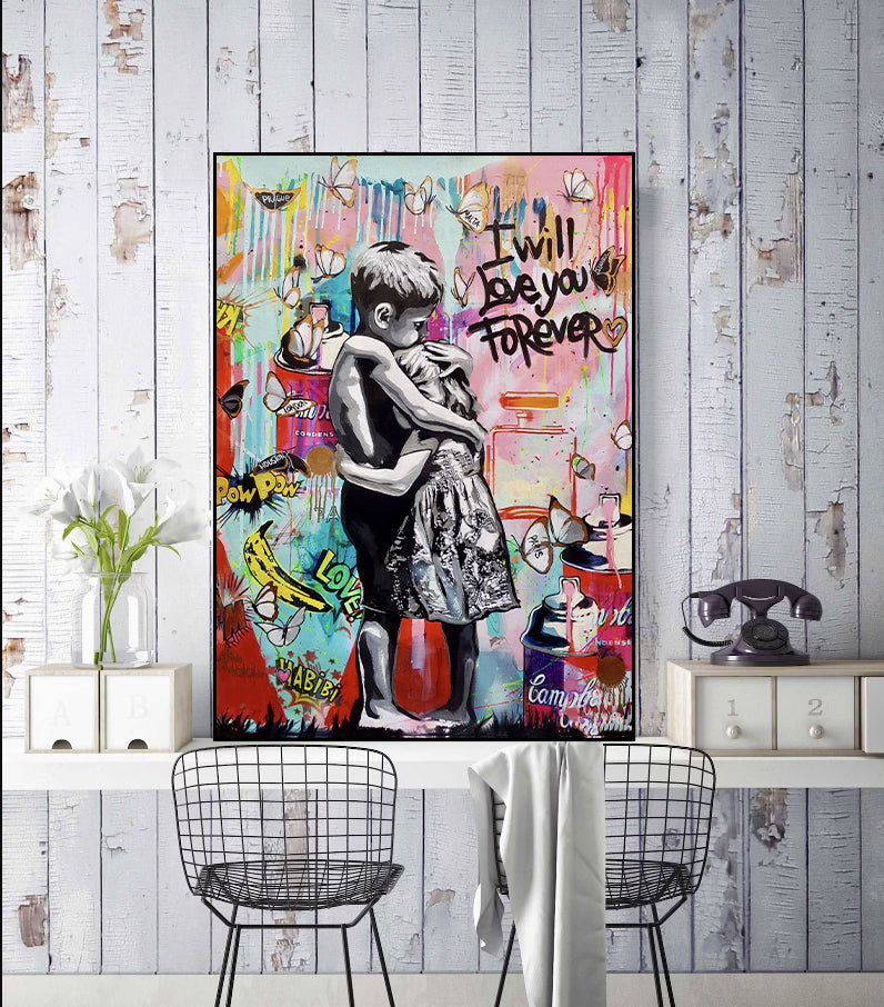 Modern Pop Art Canvas Wall Art Print Poster | Home Decor | Stretched 1 Panel - I will love you forever