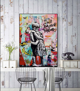 Modern Pop Art Canvas Wall Art Print Poster | Home Decor | Stretched 1 Panel - I will love you forever
