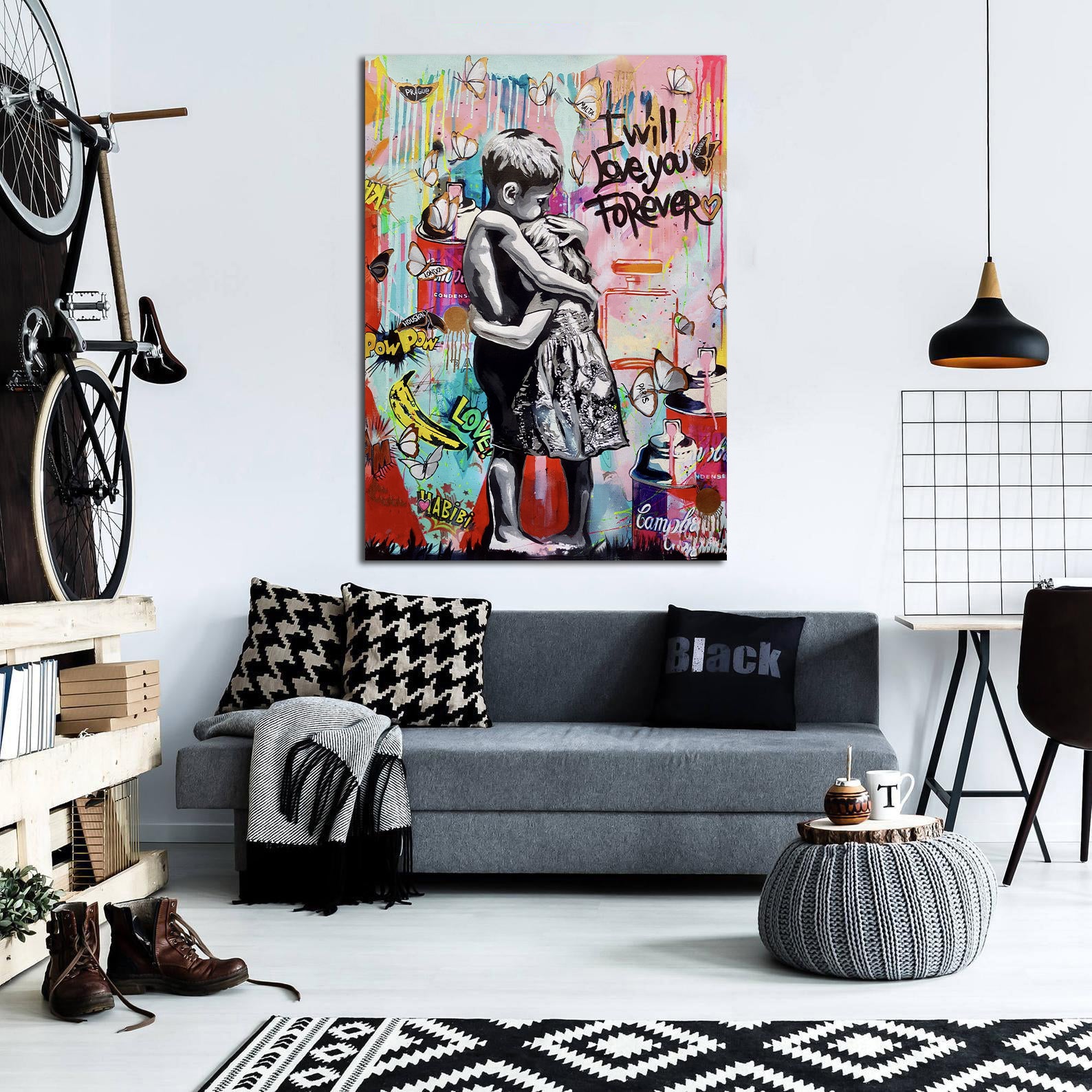 Modern Pop Art Canvas Wall Art Print Poster | Home Decor | Stretched 1 Panel - I will love you forever