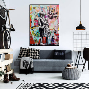Modern Pop Art Canvas Wall Art Print Poster | Home Decor | Stretched 1 Panel - I will love you forever