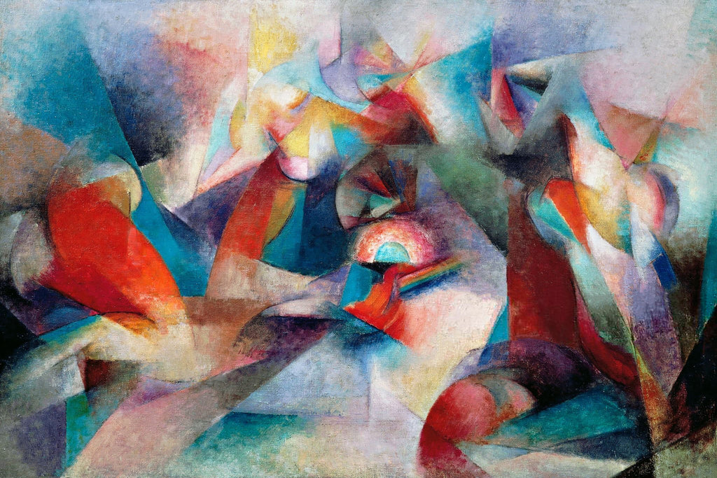 Modern Abstract Canvas Wall Art Print Poster | Home Decor | Stretched 1 Panel - Synchromy, Blue Green by Stanton Macdonald Wright