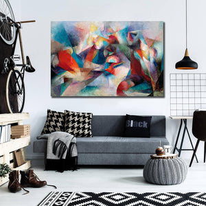 Modern Abstract Canvas Wall Art Print Poster | Home Decor | Stretched 1 Panel - Synchromy, Blue Green by Stanton Macdonald Wright