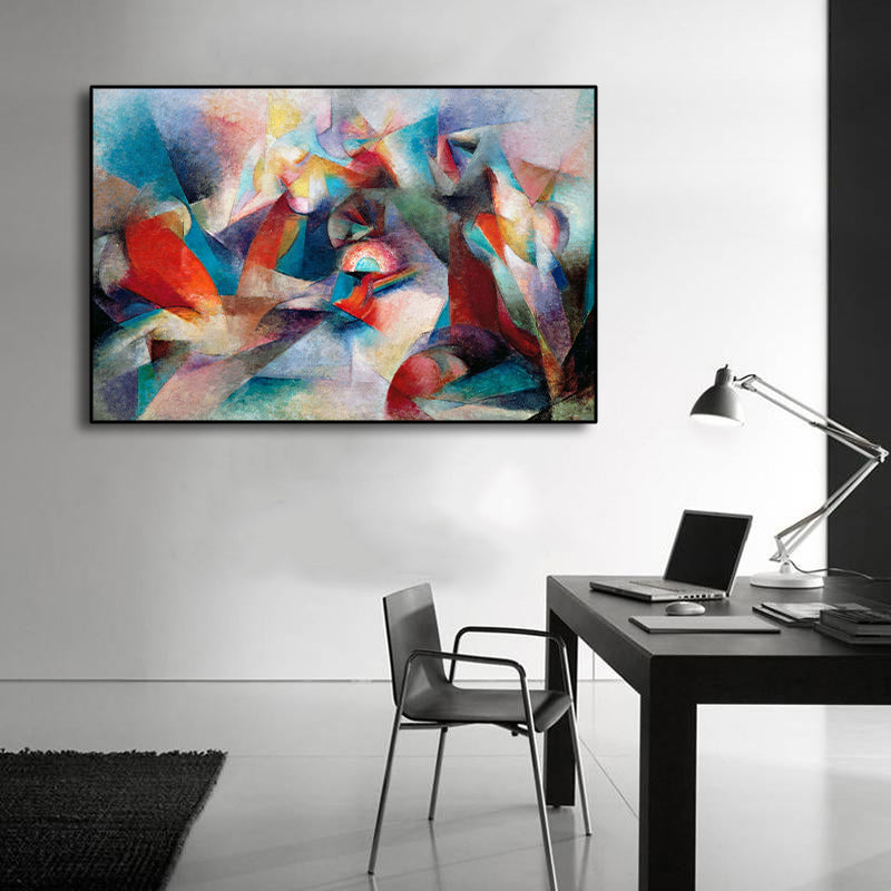 Modern Abstract Canvas Wall Art Print Poster | Home Decor | Stretched 1 Panel - Synchromy, Blue Green by Stanton Macdonald Wright