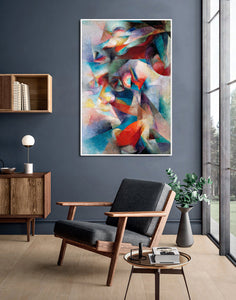Modern Abstract Canvas Wall Art Print Poster | Home Decor | Stretched 1 Panel - Synchromy, Blue Green by Stanton Macdonald Wright